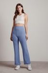 Hold Back Ribbed Knit Pants - Blue