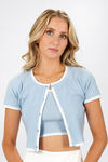 Lillian Sweater Crop Top and Cardigan Set - Blue