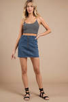 Finders Keepers Slide Denim Mini Skirt - Blue