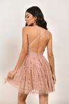 Grateful For My Ex Plunging Skater Mini Dress - Blush