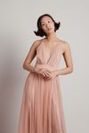 Here To Slay Plunging High Slit Maxi Dress - Blush