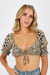 Clever Girl Crop Top - Brown