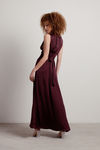 Goddess Satin Smocked Maxi Dress - Burgundy
