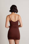 Alina Ruched Bodycon Mini Dress - Chocolate Brown