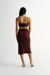 Lennon Cutout Slit Midi Dress - Chocolate Brown