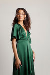 The Joy Of It Satin Surplice Maxi Dress - Emerald