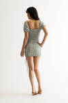 Blossoming Floral Ruched Mini Dress - Green