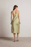 Fruit Salad Satin High Slit Midi Dress - Green