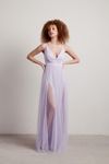 Night To Remember Chiffon Double High Slit Maxi Dress - Lavender
