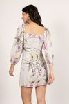 Spring Fling Floral Bustier Mini Dress - Light Grey 