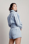 Luisa Long Sleeve Romper - Light Wash