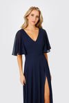 Come Closer To Me Butterfly Sleeve High Slit Maxi Dress - Navy
