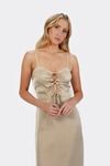 Ellianne Keyhole Satin Midi Dress - Nude
