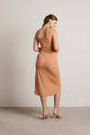 Wish I Missed You Side Slit Wrap Midi Dress - Tan