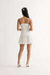 Paola White Smocked Ruched Tiered Skater Dress