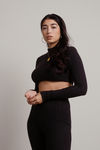 Kelce Ribbed Crop Top and Lounge Set - Black