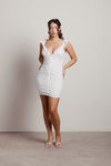 Sunny Days Ruffled Sleeve Bodycon Mini Dress - Off White
